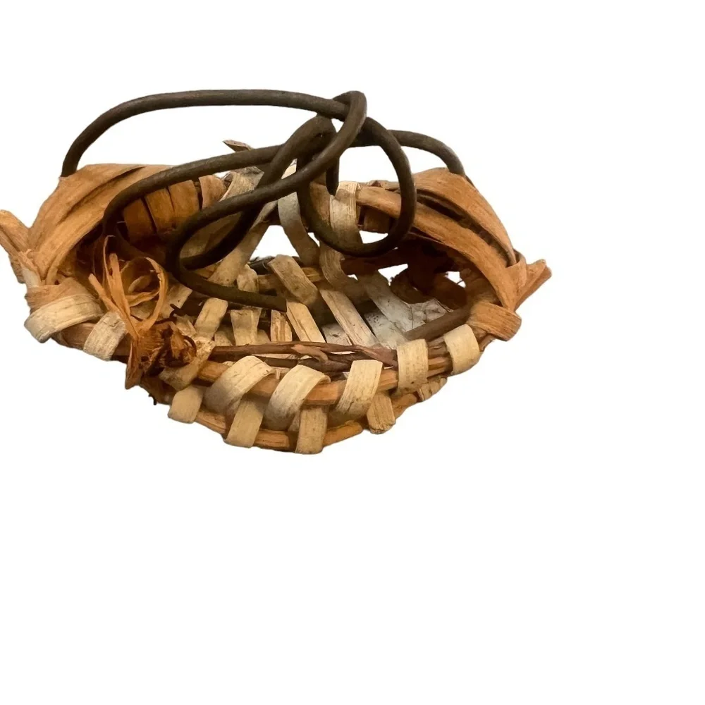 Set of 2 Early Antique Primitive Miniature Split‎ Oak Buttocks Basket 2
